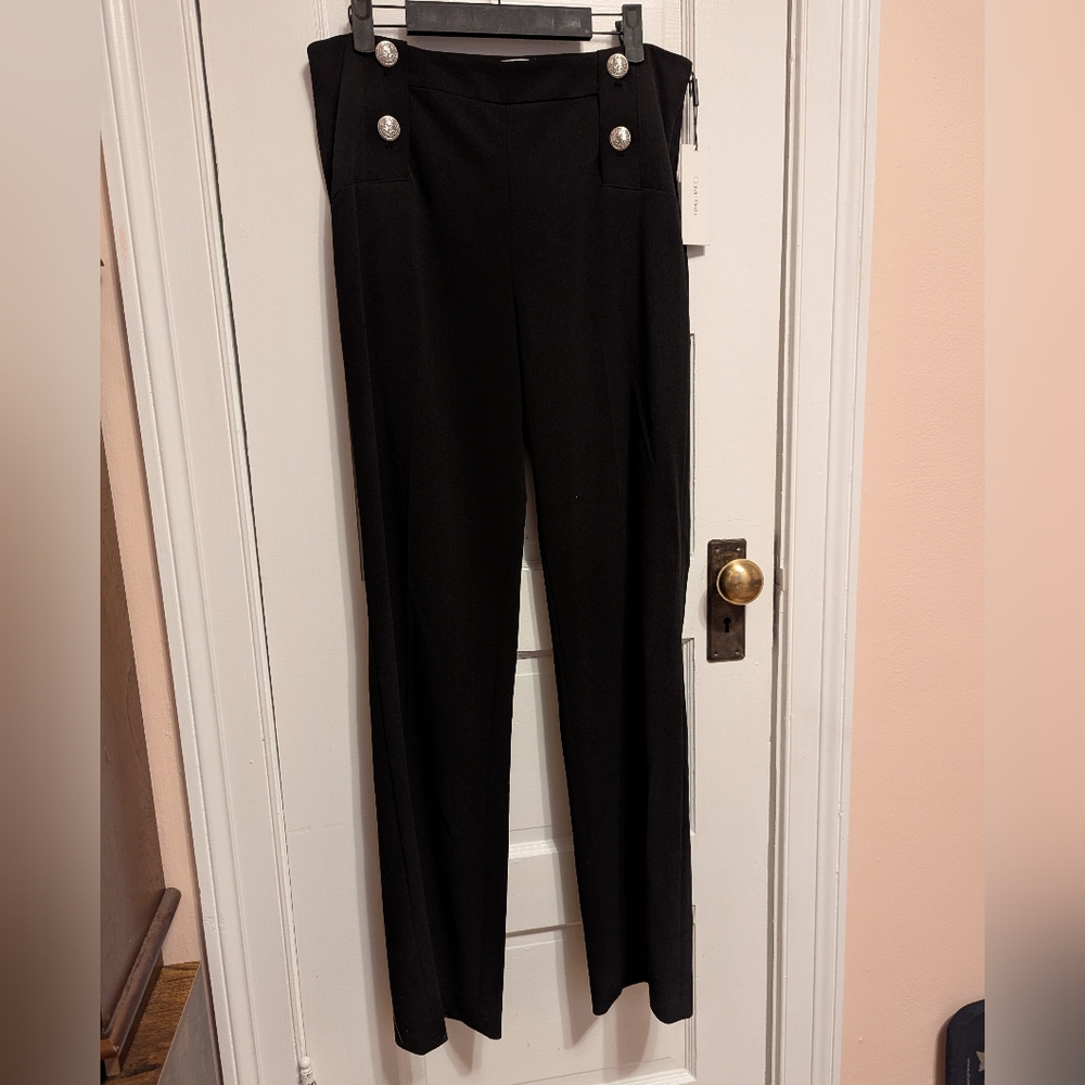 Calvin Klein Black Women's Dress Pants With Silver Buttons Size 8